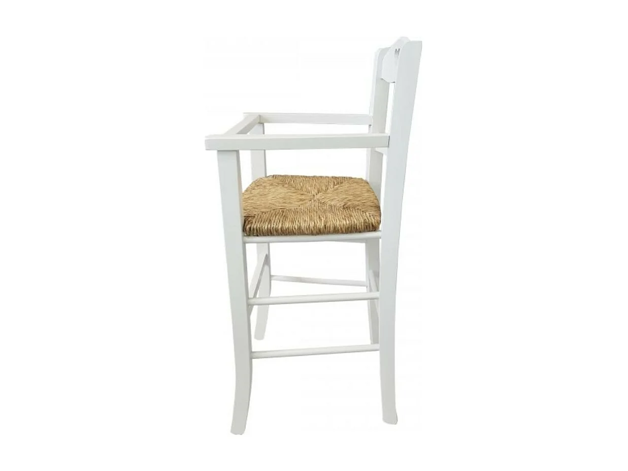 Sediolone bimbo in legno bianco e seduta paglia 708