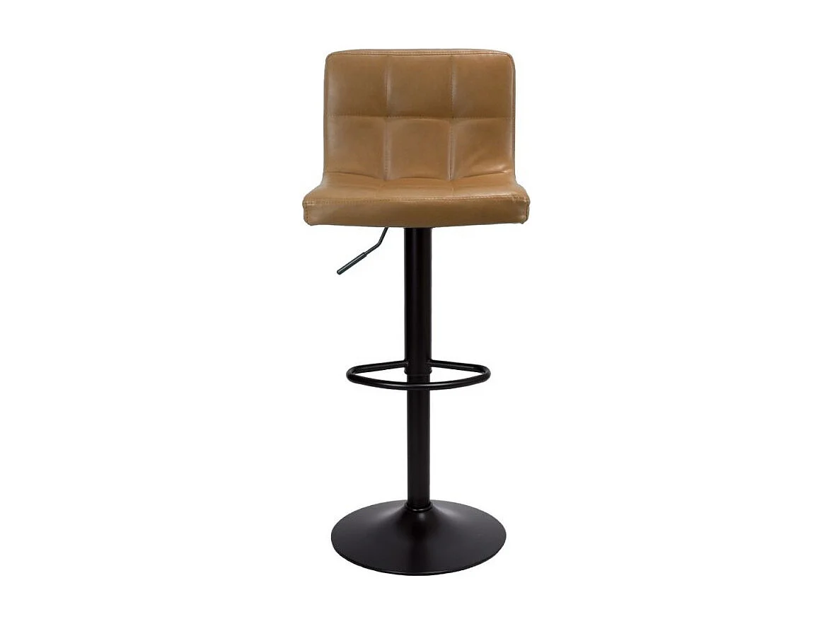 Sgabello regolabile con seduta in ecopelle ruggine e base in metallo nero opaco Mosva
