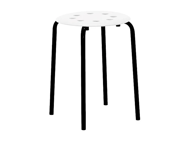 Sgabello impilabile H2008 bianco con gambe in metallo nere – Leggero, versatile e sempre pronto all'uso