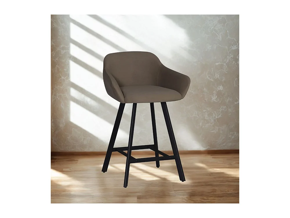 Sgabello Mey tortora con seduta imbottita e gambe in metallo nero – Eleganza e comfort per la zona snack