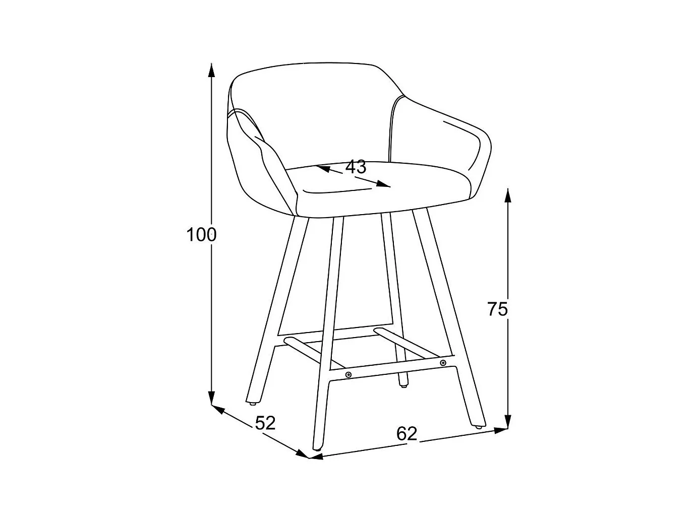 Sgabello Mey tortora con seduta imbottita e gambe in metallo nero – Eleganza e comfort per la zona snack