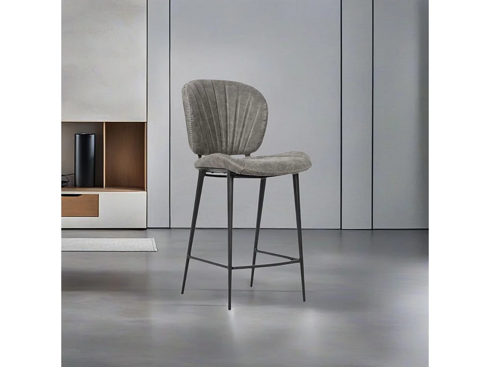 Sgabello con gambe in metallo nero colore grigio chiaro Elice