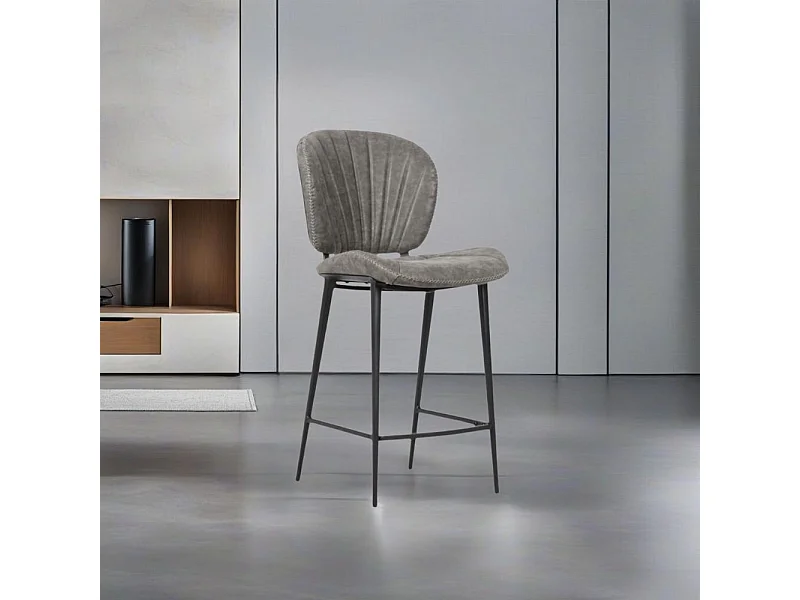 Sgabello con gambe in metallo nero colore grigio chiaro Elice