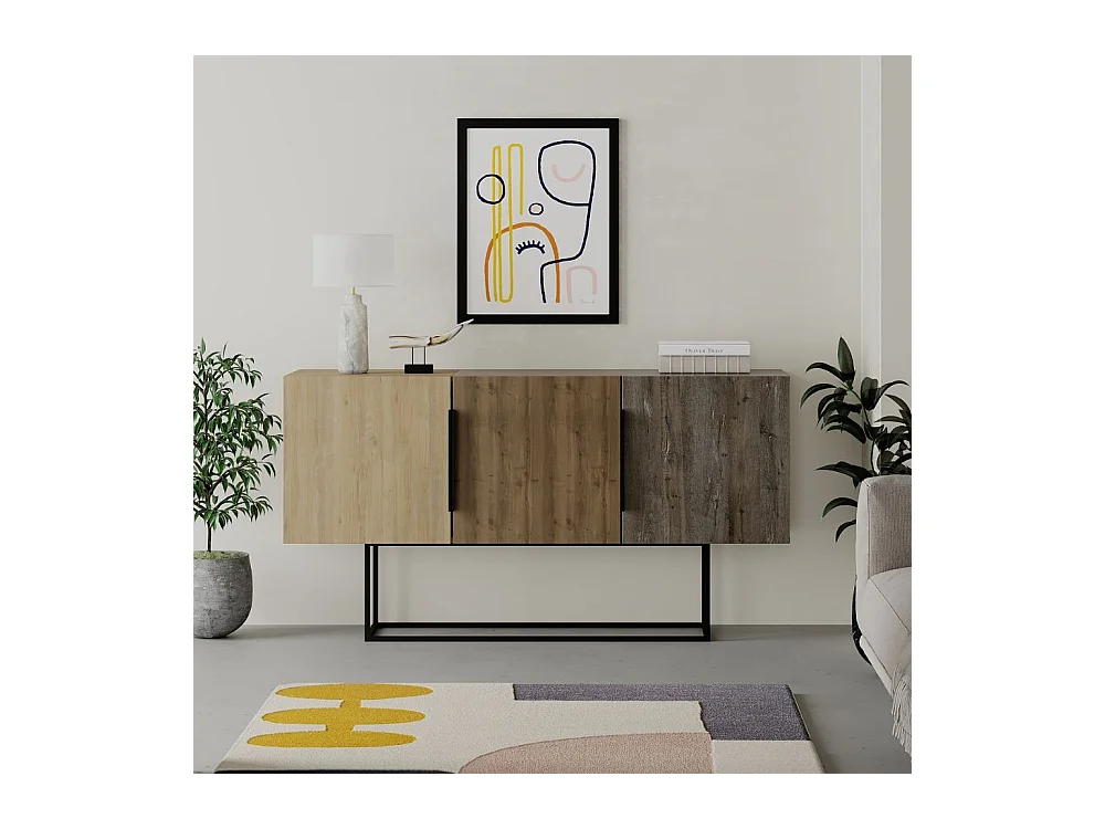 Madia 3 ante Tontini 150 cm colore rovere noce e dark coffe