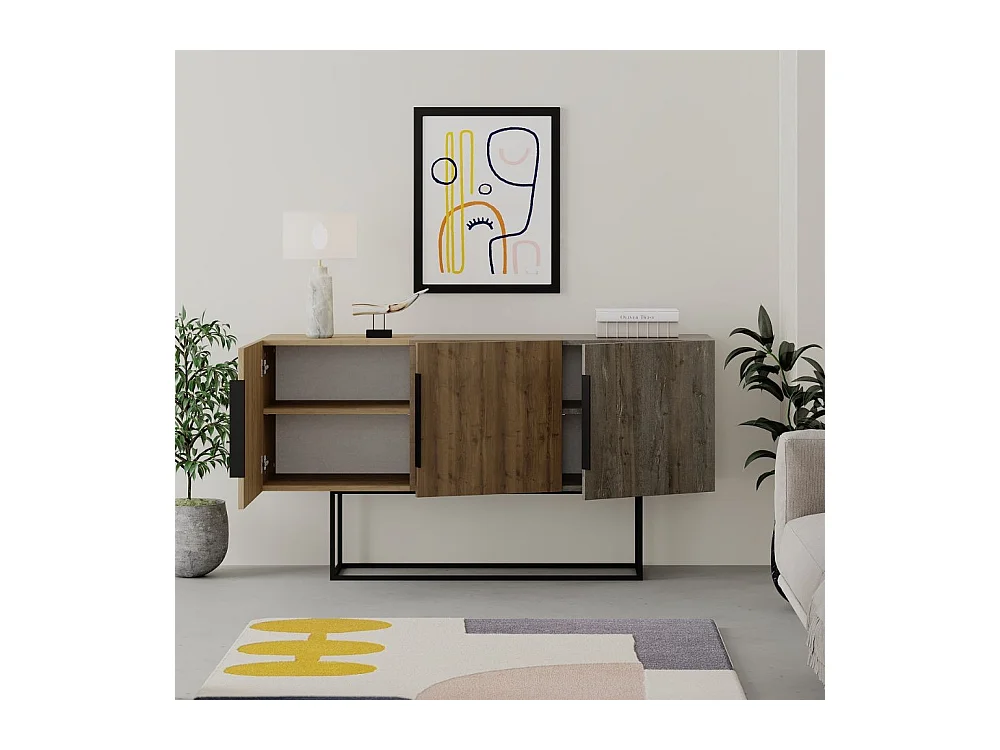 Madia 3 ante Tontini 150 cm colore rovere noce e dark coffe