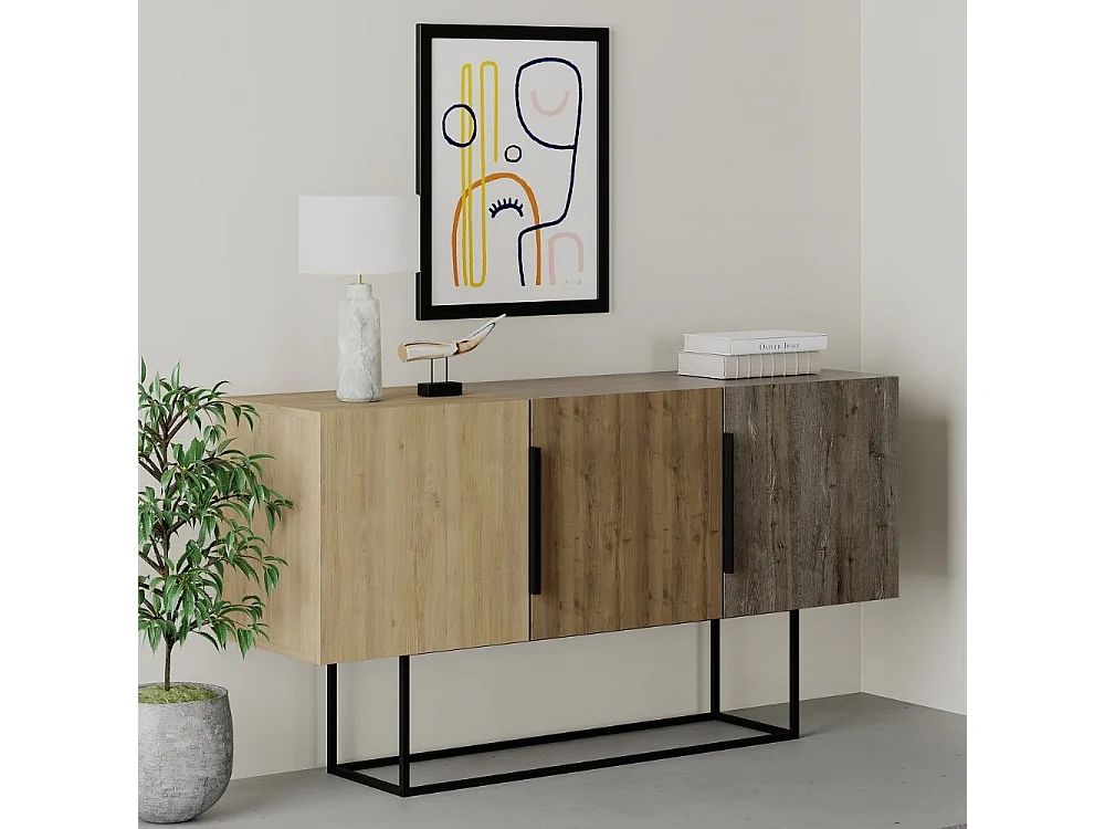 Madia 3 ante Tontini 150 cm colore rovere noce e dark coffe