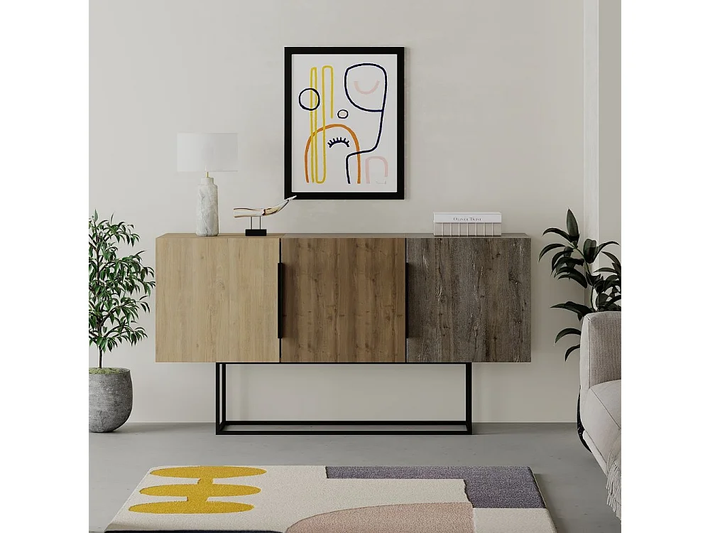 Madia 3 ante Tontini 150 cm colore rovere noce e dark coffe