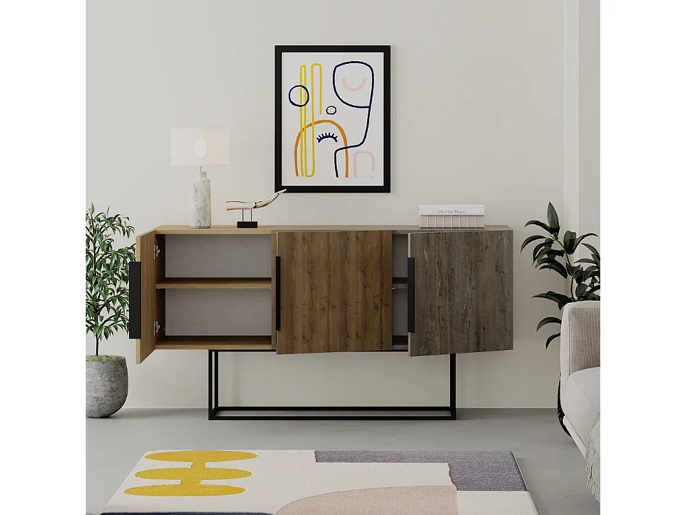 Madia 3 ante Tontini 150 cm colore rovere noce e dark coffe