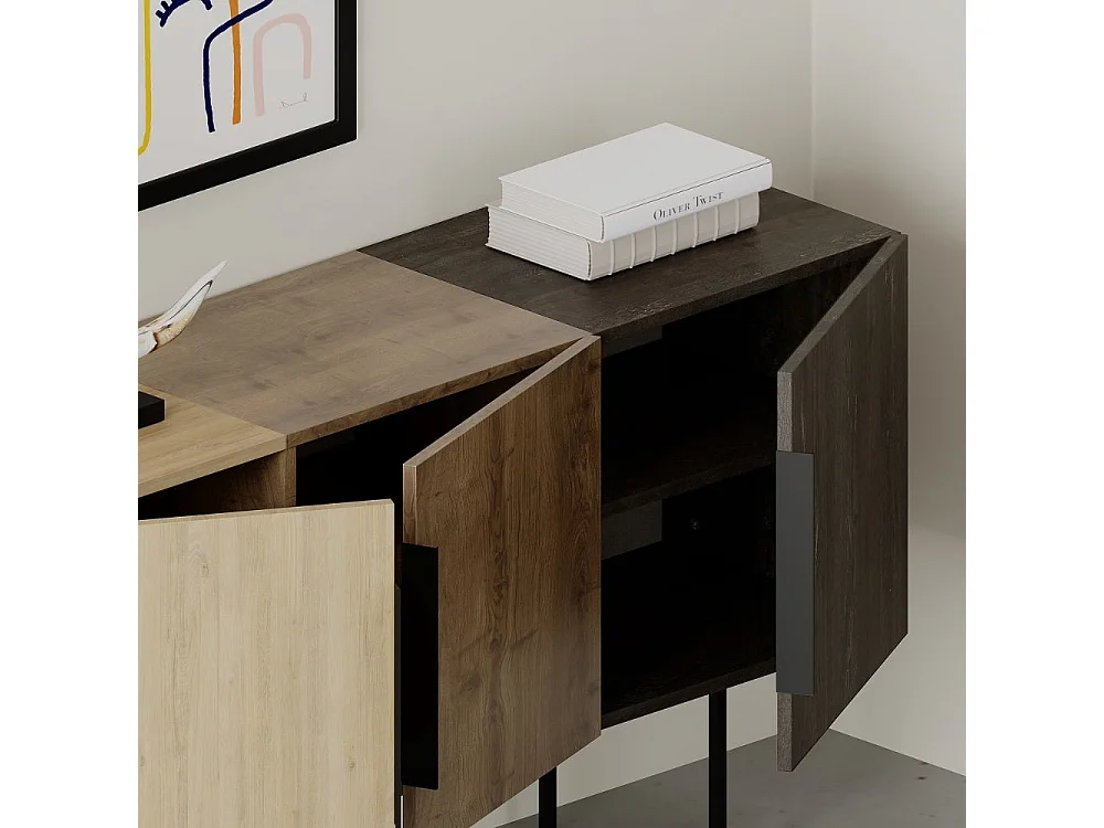 Madia 3 ante Tontini 150 cm colore rovere noce e dark coffe