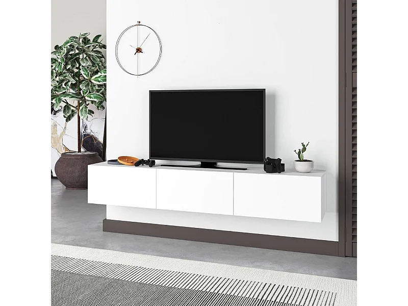 Mobile porta Tv sospeso 3 ante a ribalta Francy colore bianco 180x30x30H