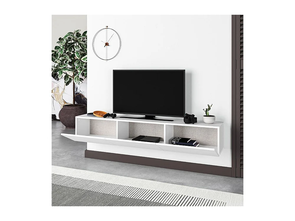 Mobile porta Tv sospeso 3 ante a ribalta Francy colore bianco 180x30x30H