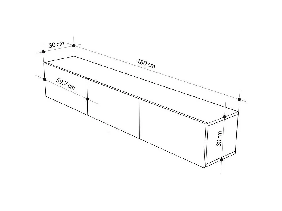 Mobile porta Tv sospeso 3 ante a ribalta Francy colore bianco 180x30x30H
