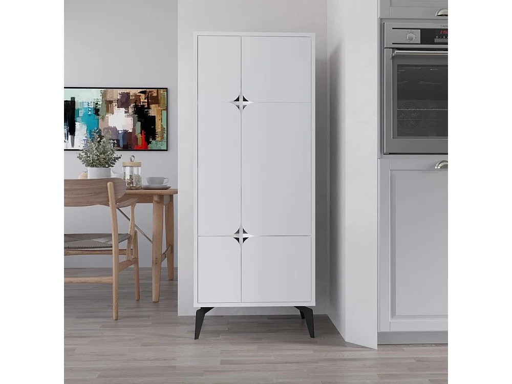 Armadio mobile multiuso Spark con 4 ante bianco 60x35.6x151H – Stile e organizzazione