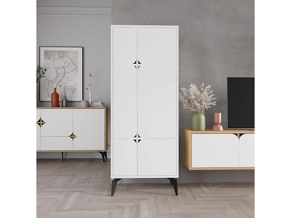 Armadio mobile multiuso Spark con 4 ante bianco 60x35.6x151H – Stile e organizzazione