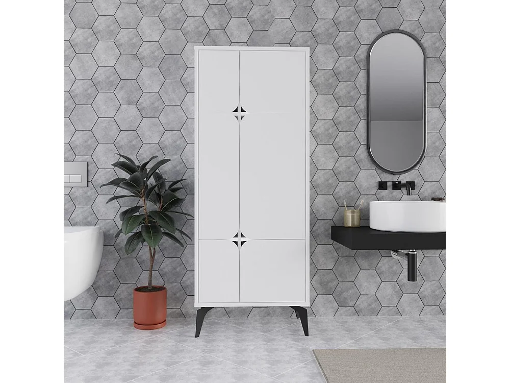 Armadio mobile multiuso Spark con 4 ante bianco 60x35.6x151H – Stile e organizzazione