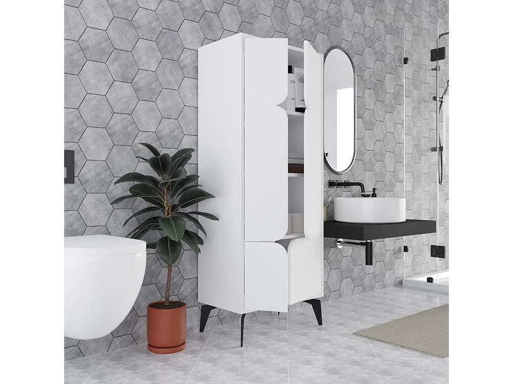 Armadio mobile multiuso Spark con 4 ante bianco 60x35.6x151H – Stile e organizzazione