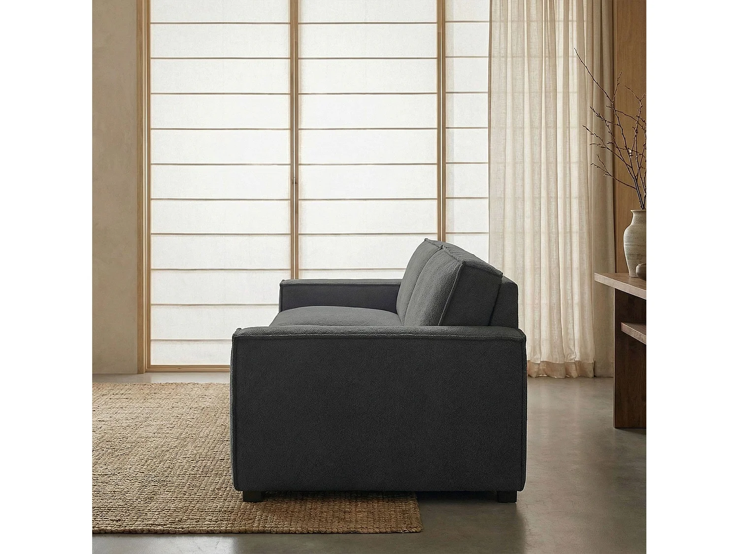 Canapé clic-clac 3 places Roger Tissu bouclette Gris