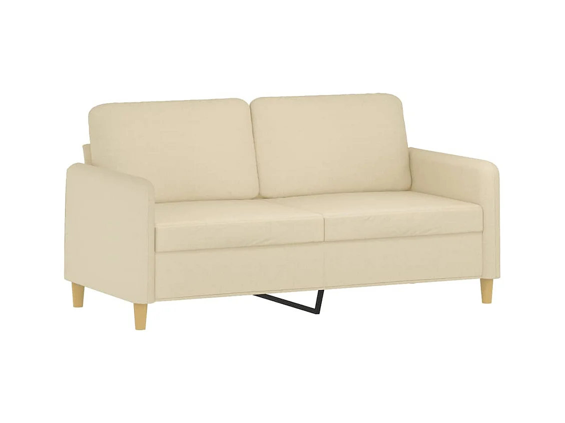 Tweezitsbank met sierkussens 140 cm stof crèmekleurig