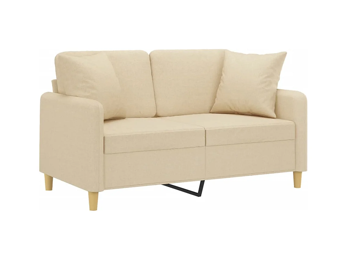 Canapé 2 places avec oreillers décoratifs crème 120 cm tissu