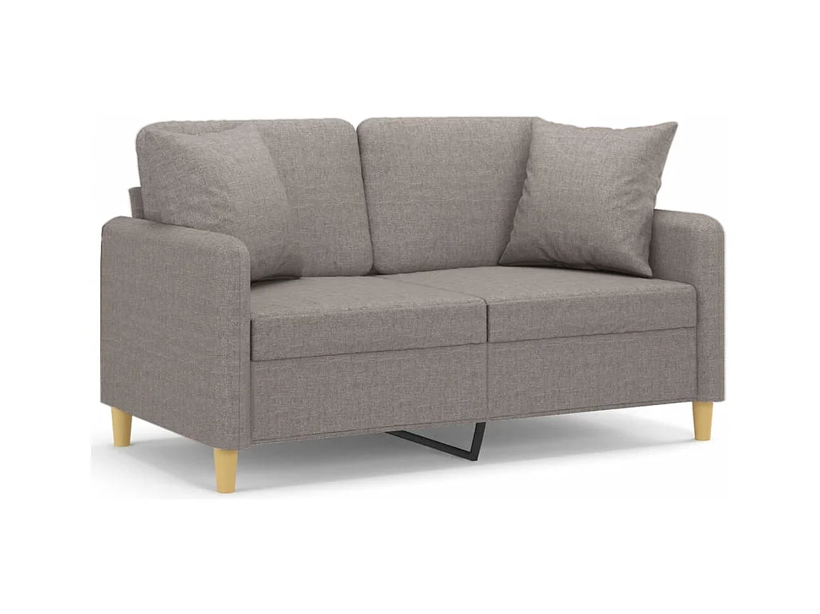 Canapé 2 places avec oreillers décoratifs taupe 120 cm tissu