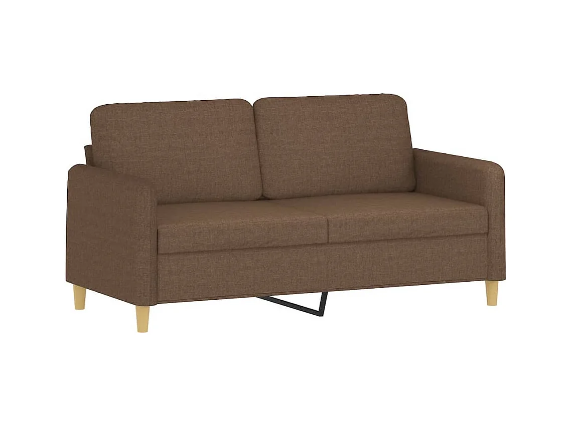 Sofá de 2 plazas con cojines tela marrón 140 cm