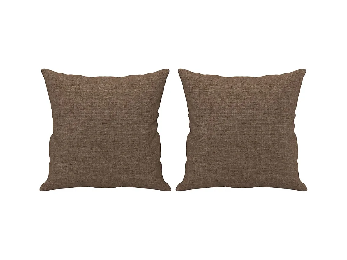 Sofá de 2 plazas con cojines tela marrón 140 cm