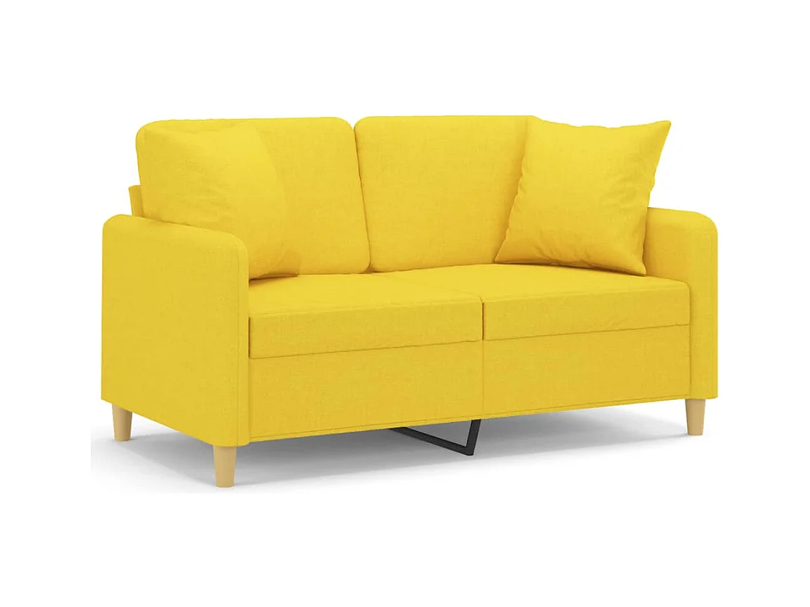 Canapé 2 places avec oreillers jaune clair 120 cm tissu