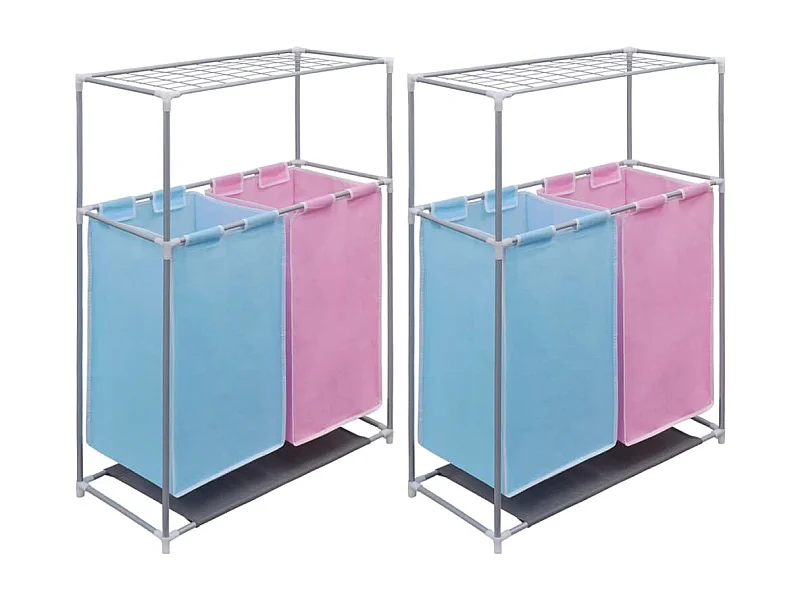 Paniers à linge à 2 sections 2 pcs et une étagère pour séchage