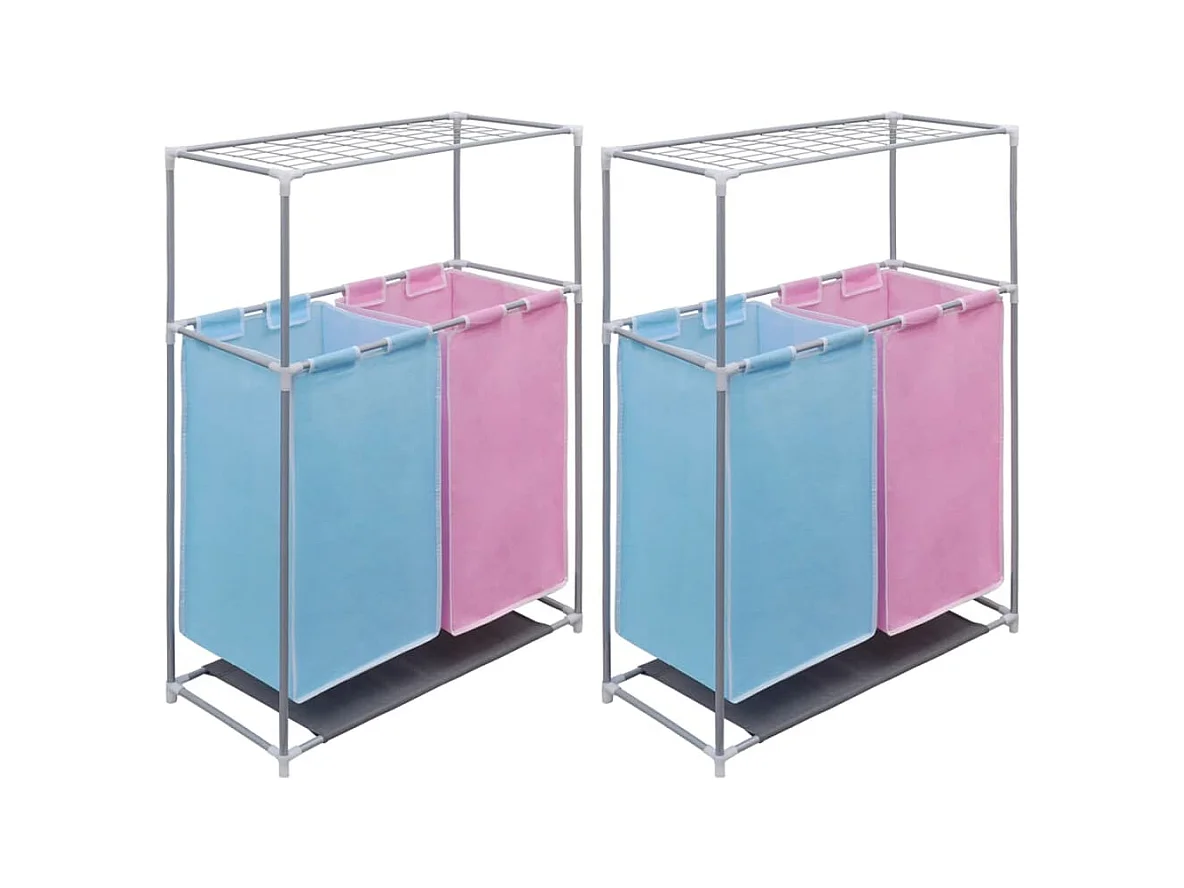 Paniers à linge à 2 sections 2 pcs et une étagère pour séchage