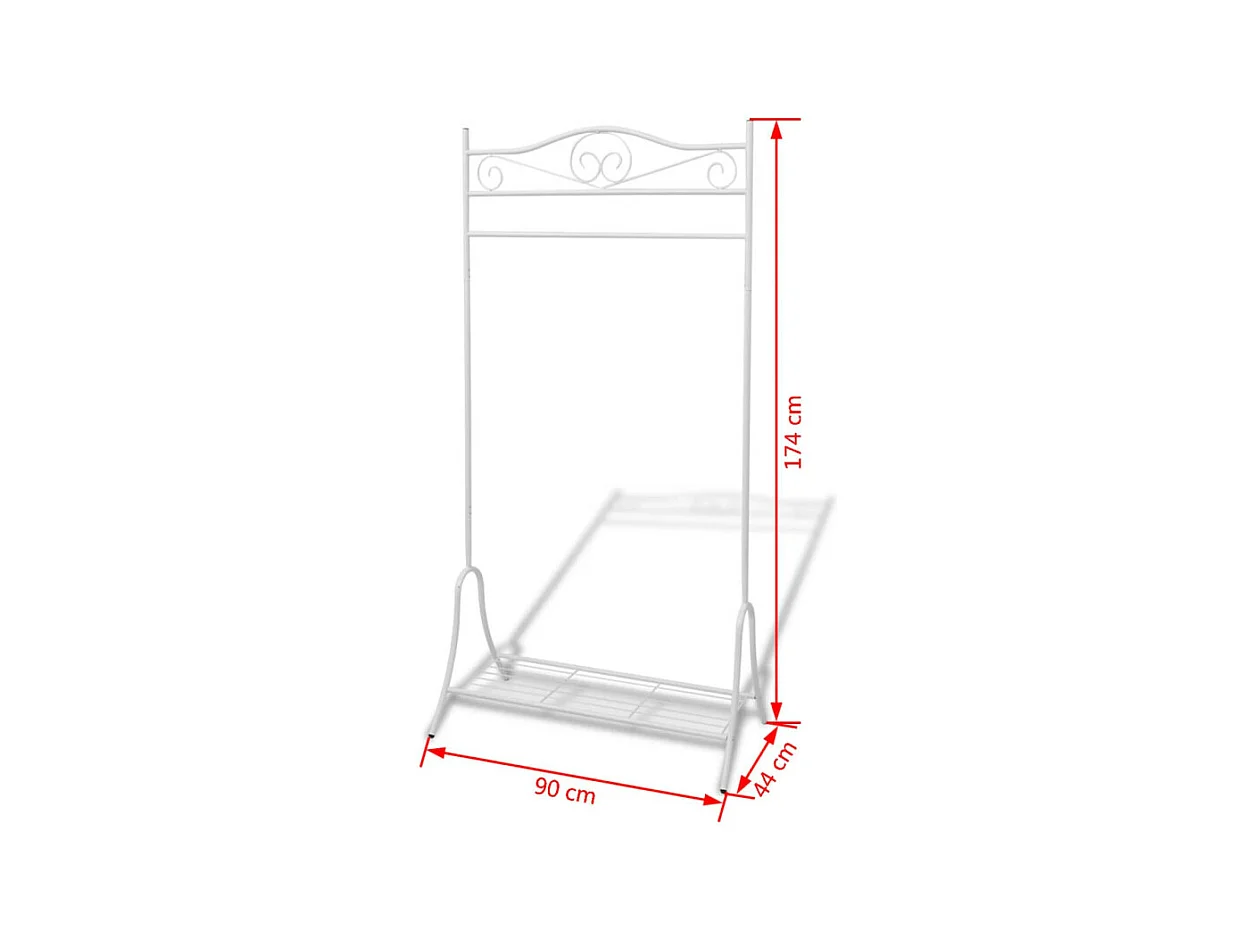 Biały Stalowy Wieszak na Ubrania z Półką - Praktyczne i Eleganckie Przechowywanie Ubran
