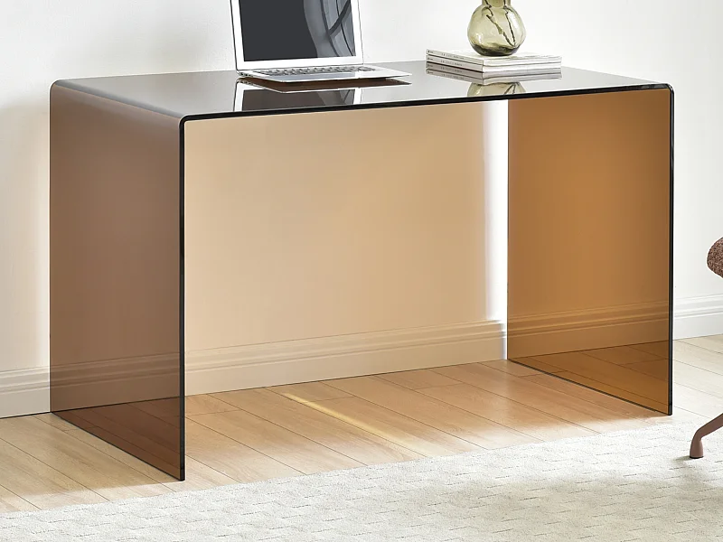Bureau - Verre trempé - Brun - ELSTRON