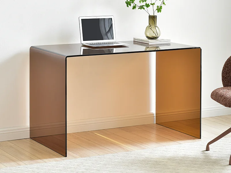 Bureau - Verre trempé - Brun - ELSTRON