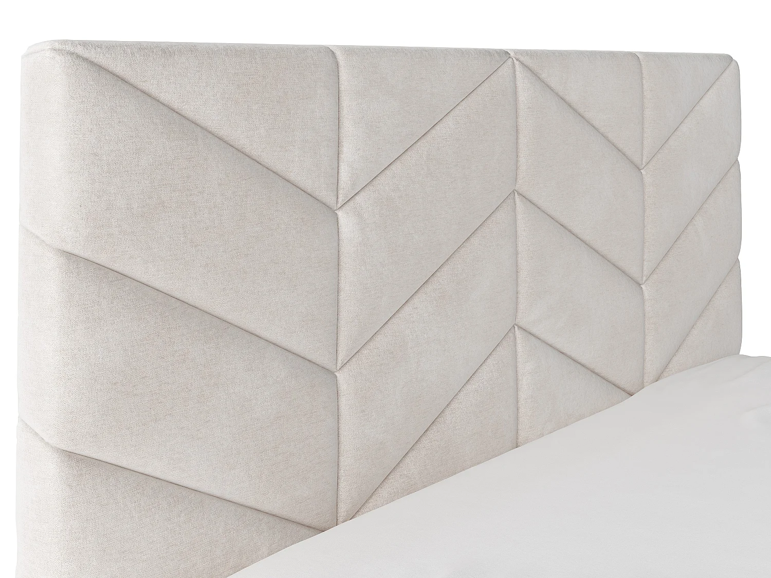 Lit coffre 200 x 200 cm - Tissu texturé - Crème - JUSTANI