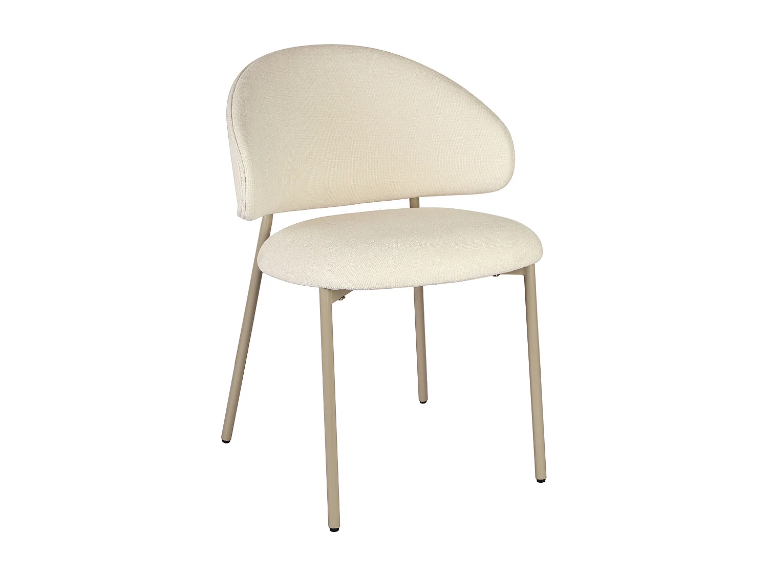 Lot de 4 chaises en tissu texturé et métal beige - Crème - VOSINIA