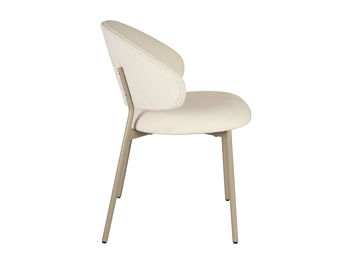 Lot de 4 chaises en tissu texturé et métal beige - Crème - VOSINIA
