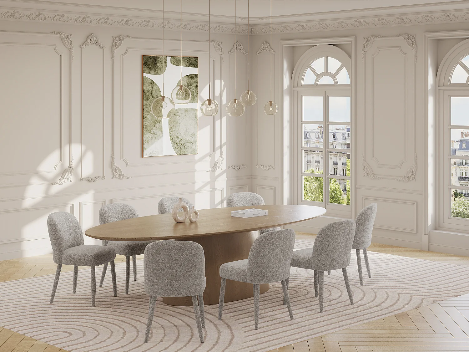 Lot de 2 chaises en tissu texturé - Beige - MUKLEA