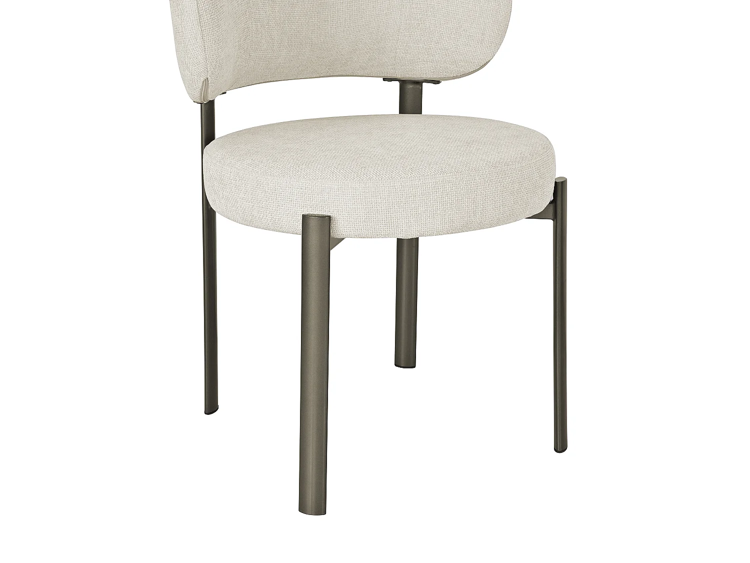 Lot de 2 chaises en tissu texturé et métal bronze - Crème - ASILOVA