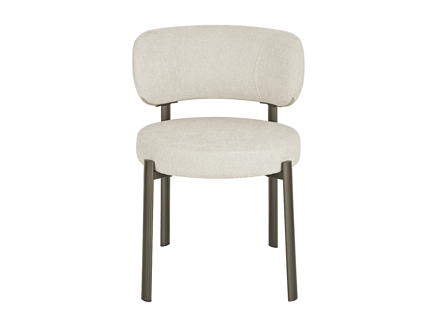 Lot de 2 chaises en tissu texturé et métal bronze - Crème - ASILOVA