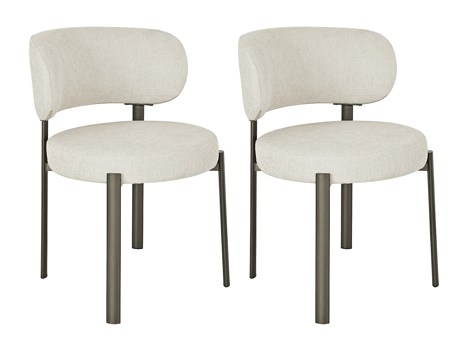 Lot de 2 chaises en tissu texturé et métal bronze - Crème - ASILOVA