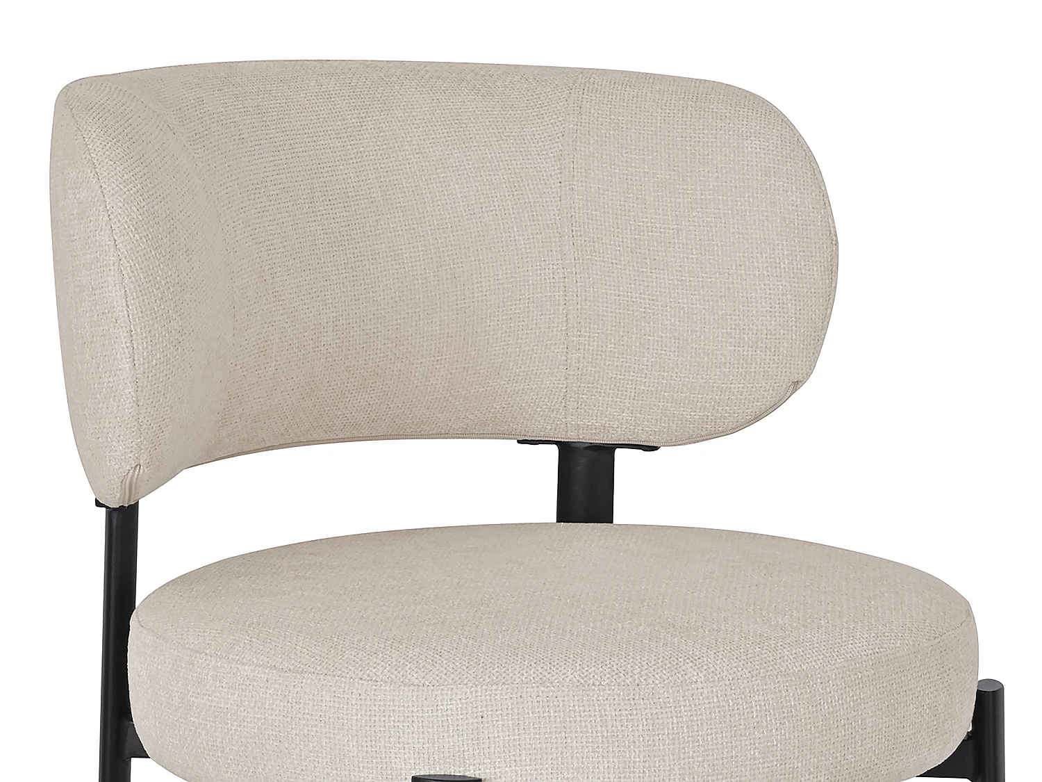 Lot de 2 chaises en tissu texturé et métal noir - Beige - ASILOVA