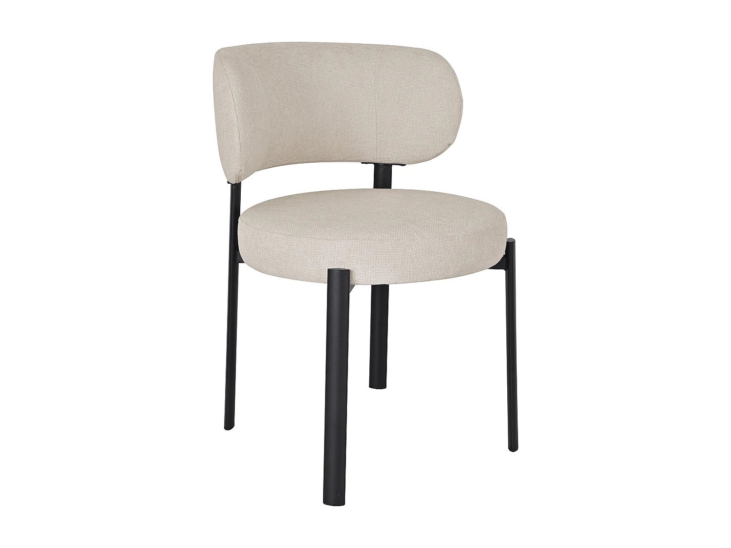 Lot de 2 chaises en tissu texturé et métal noir - Beige - ASILOVA