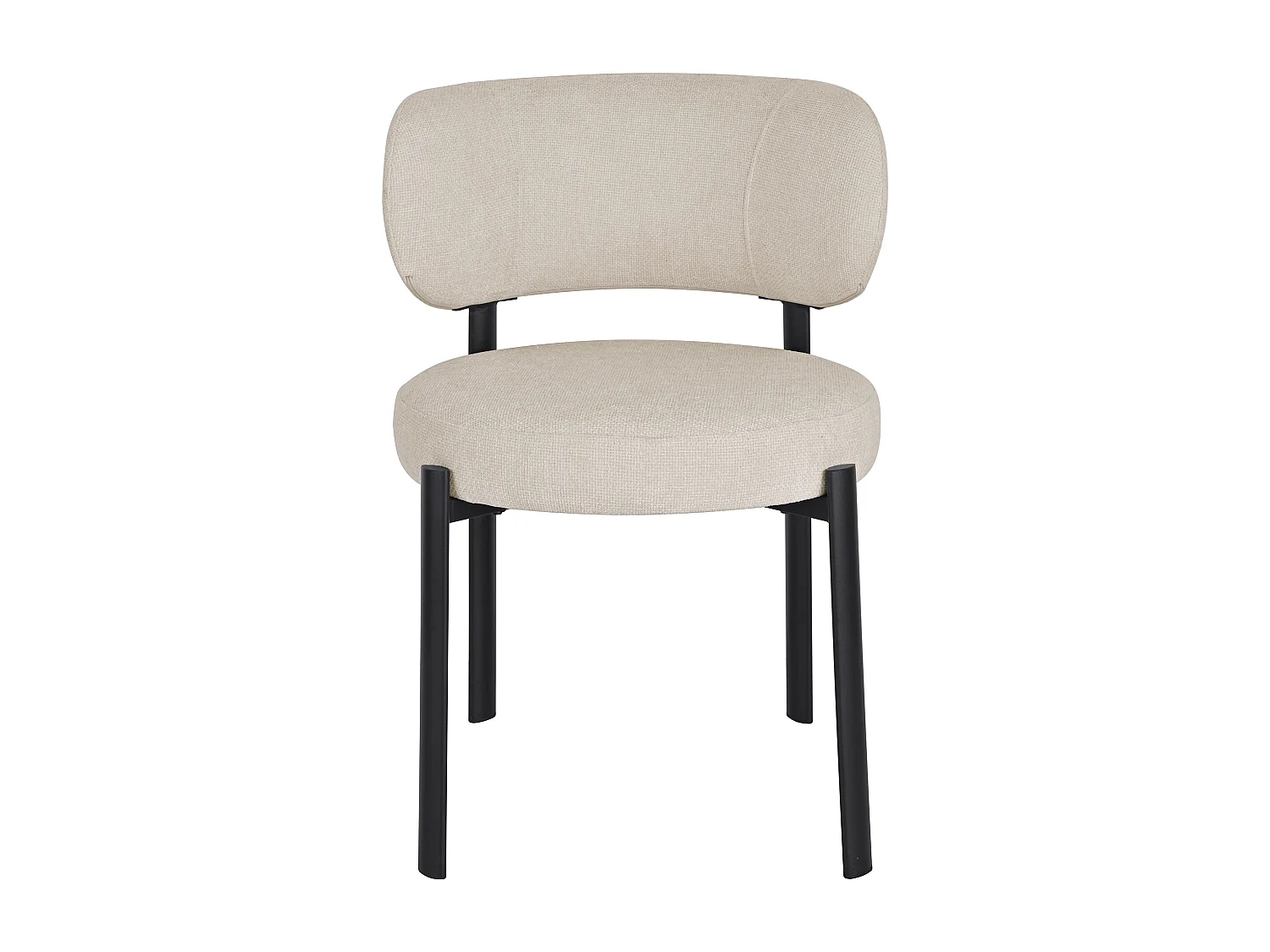 Lot de 2 chaises en tissu texturé et métal noir - Beige - ASILOVA