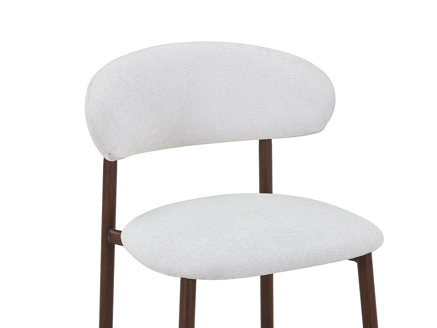 Lot de 2 tabourets de bar en tissu texturé et métal effet bois - Crème et Naturel foncé - ISOVAYA