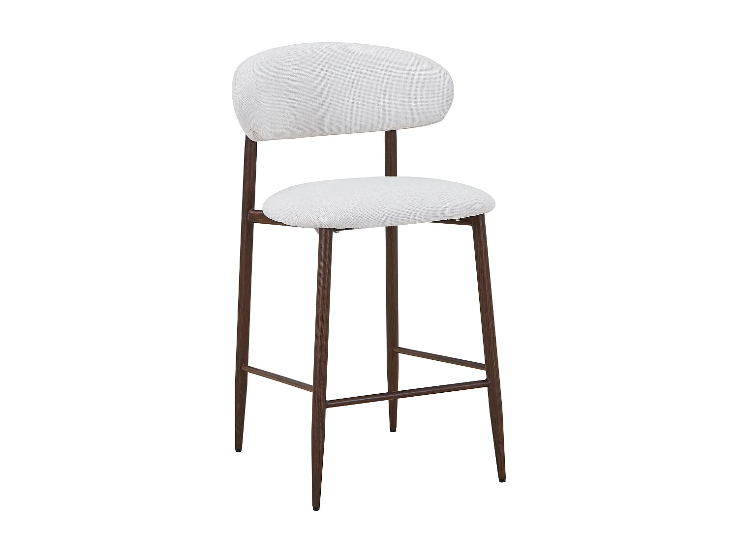 Lot de 2 tabourets de bar en tissu texturé et métal effet bois - Crème et Naturel foncé - ISOVAYA