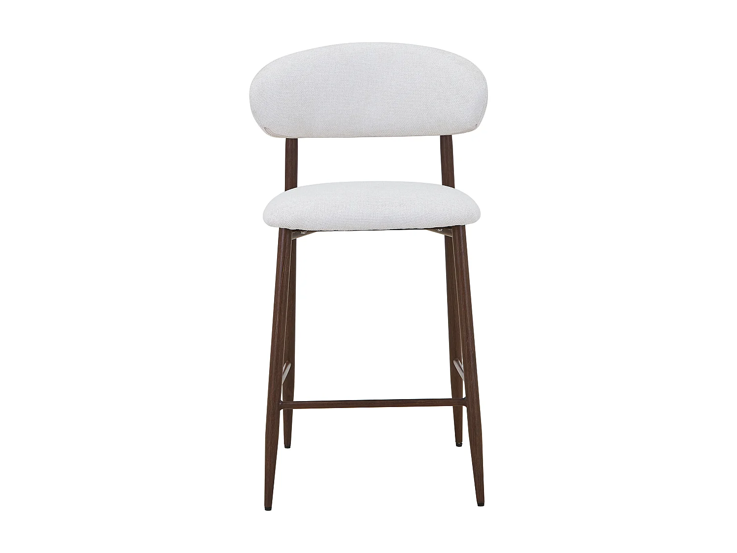 Lot de 2 tabourets de bar en tissu texturé et métal effet bois - Crème et Naturel foncé - ISOVAYA