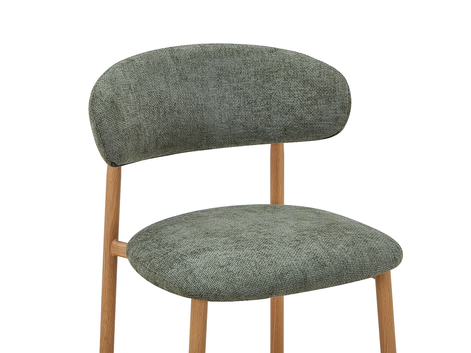 Lot de 2 tabourets de bar en tissu texturé et métal effet bois - Kaki et Naturel clair - ISOVAYA