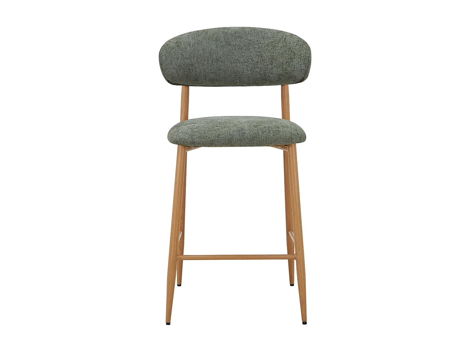 Lot de 2 tabourets de bar en tissu texturé et métal effet bois - Kaki et Naturel clair - ISOVAYA
