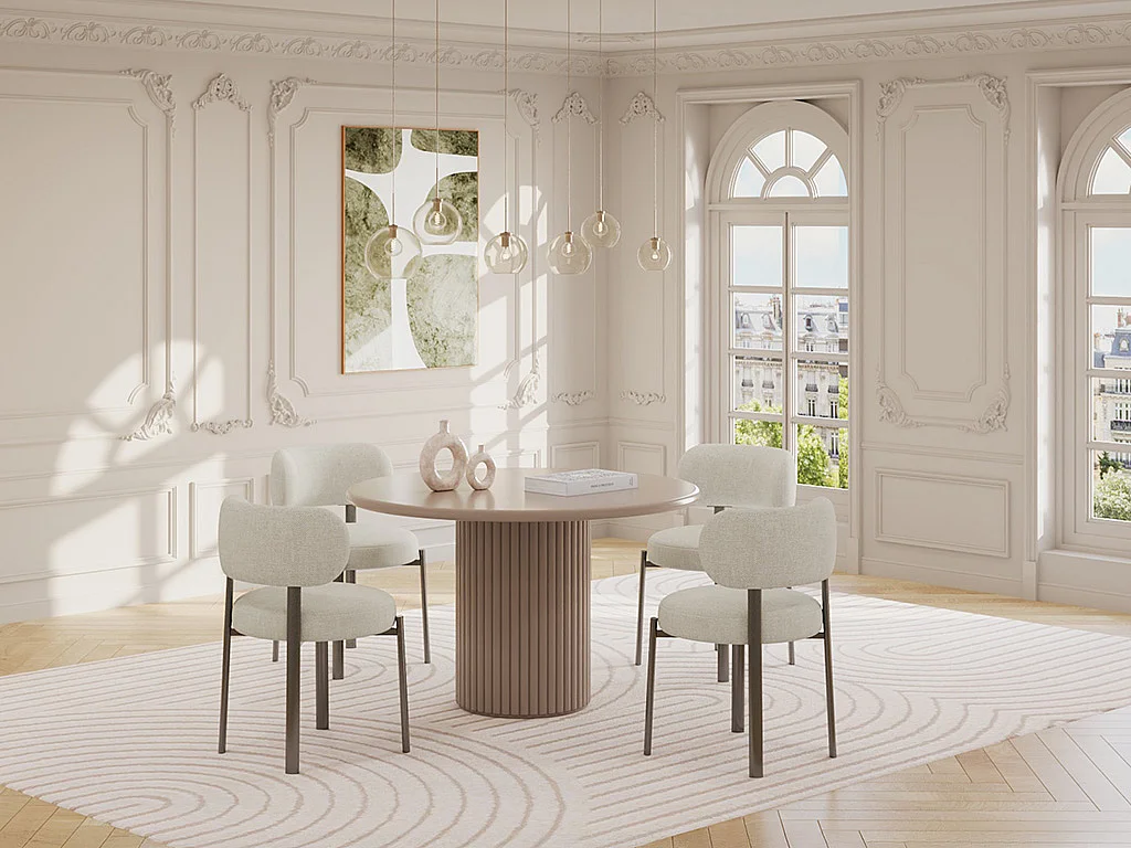 Table à manger ronde 4 personnes en MDF - Marron - TAMARZO