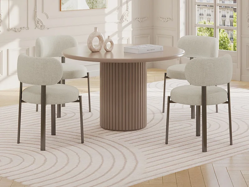 Table à manger ronde 4 personnes en MDF - Marron - TAMARZO