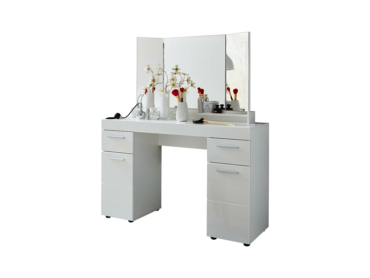 Consolle Trucco Amanda, Bianco, 120x141x41 cm, Epikasa